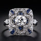 Vintage Blue Mandala Crystal Ring