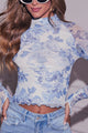 Schmal geschnittenes Langarmshirt mit Blumenmuster für die Freizeit
