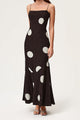 Damen Maxi Camikleid Mit Polka Dots Ärmellos