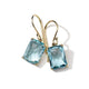 Vintage Square Blue Glass Gold Earrings