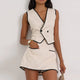 Damen Baumwoll ärmelloses Croptop und Shorts-Set mit hoher Taille in Khaki