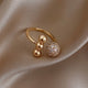 Triple Ball Ring Made of Gold and Zirconium Dioxide