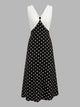 Damen Maxikleid Mit Polka Dots Und V Ausschnitt