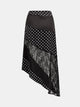 Damen Midirock Asymmetrisch Mit Tupfen Und Spitze