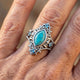Bohemian Retro Style Blue Crystal Inlaid Turquoise Ring