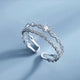 Adjustable Elegant Zirconia Ring in Sterling Silver