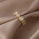 Adjustable Gold Ring with White Flowers and Zirconias