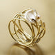 Thin Gold and Pearl Ring in Vintage Style