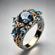 Exotic Blue Crystal Cocktail Ring