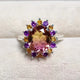 Colorful crystal ring with rounded shape