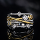 Hollow Gold & Silver Lines Ring