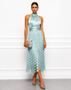 Damen Midikleid Mit Halterneck Und Satin Optik