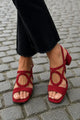 Damen Absatzsandalen In Veloursoptik Für Abendlooks