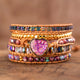 Intense Pink Opal Wrap Bracelet