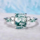 Moosachat Ring with Cubic Crystal