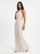 Damen Maxikleid Mit Volants Und Neckholder