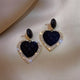 Black Heart Earrings in Gold