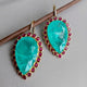 Blue Quartz Teardrop Earrings with Fuchsia Crystals