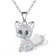 Silver Baby Kittens and Coloured Zirconia Necklace