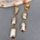 White Biwa Pearl Gold Edge Earrings