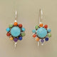 Multi-Colored Turquoise Hoop Earrings