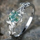 Vintage Green Stone Silver-Plated Ring