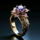 Exotic Ring with Purple Flower Crystal