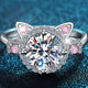 Bright Pink Kitty Ring