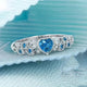Silver-plated Ring with Blue Crystal and Bright Heart