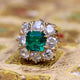 Emerald Green Glass Golden Ring