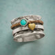 Gold Heart & Turquoise Stone Silver-Plated Ring