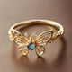 Exotic Butterfly Ring with Blue Inlay Crystal