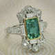 Green Silver White Glass Ring