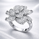 Exotic Silver-Plated Ring with Silver Flowers