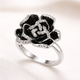 Silver Flower Ring in Black