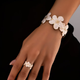Minimalist Floral White Ring & Bracet Set