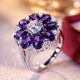 Purple Bloom Silver Ring