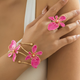 Pink Floral Ring & Bracelet Set