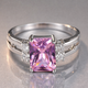 Emerald Pink Stone Silver Ring