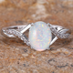 Vintage Opal Silver & Zirconia Ring