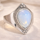 Vintage White & Blue Opal Silver Ring