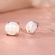 Silver Bohemian White Opal Earrings