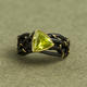 Black Gold Woven Ring with Green Gemstone