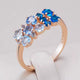 Blue and white crystalline elegant ring