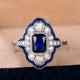 Blue Silver-Plated Ring with Vintage Zirconias