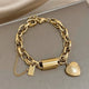 Elegant Heartened Gold Chunky Bracelet