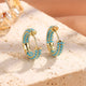 Chic Turquoise Blue Flower Hoop Earrings