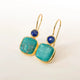 Fashionable Square Inlaid Turquoise  Earrings