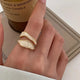 Vintage White Enamel Geometric Adjustable Ring