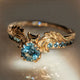 Exotic Blue Crystal Ring with Nature Motif